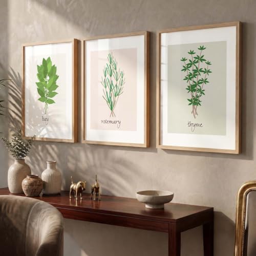 Image of HOTHOUSE Botanical Wall Art Painting | Premium Art Framed Wall Paintings For Home Decor | Poster With Frame Wall Decoration Painting Frames For Home Office Living Room | Set of 3 (10X13 inch)