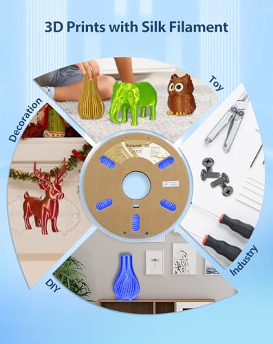 Image of DURAMIC 3D Silk PLA Filament Pure Shinny High Gloss Finish 1.75mm | 3D Printing Filament with Cardboard Spool,No-Tangling Neatly Wound Dimensional Accuracy 99% + /- 0.03mm 1KG Silk Blue