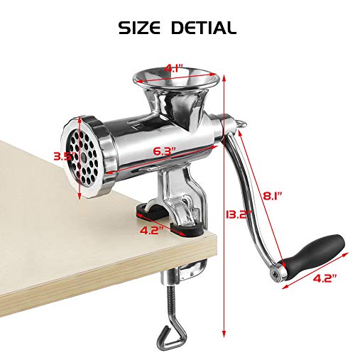 Tuntrol 304 Stainless Steel Manual Meat Grinder, #12 Hand Cranked Sausage Filler Filling Machine For Pork Beef Fish Chicken Pepper Etc. (No.12) #TOP2