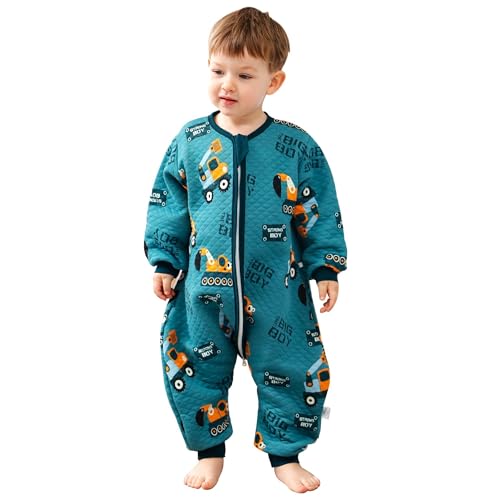 ZIGJOY Toddler Sleeping Bag 1.5 TOG Baby Sleep Bag with Feet Cotton Sleep Sack All Year Round for 12-24 Months Baby Girl Boy Essentials Excavator