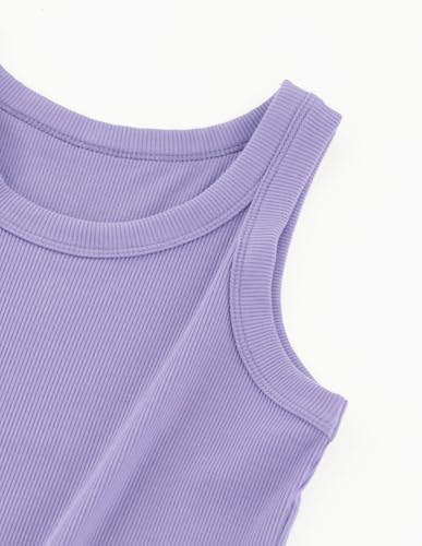 Image of Girls Tanks Tops Ribbed Sleeveless Summer Crop Tops for Kids 4Y-12Y