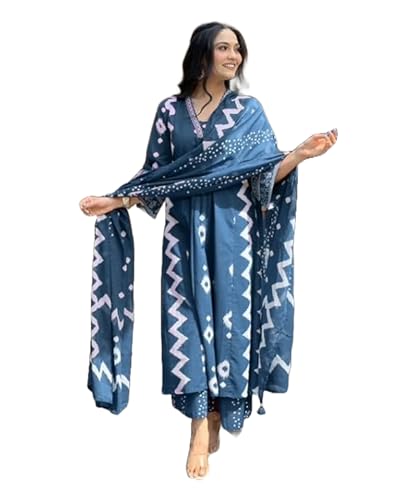 Image of Yashika Women Cotton Blend Floral Printed Kurta Plazzo Set with Dupatta Suitable For Every Indian Occasion