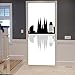 SMHCHA 3d Pegatinas de Pared Skyline de barcelona 95X215cm Creativo mural de puerta Vinilo Impermeable Autoadhesivo Removible Papel Tapiz Murales Posters