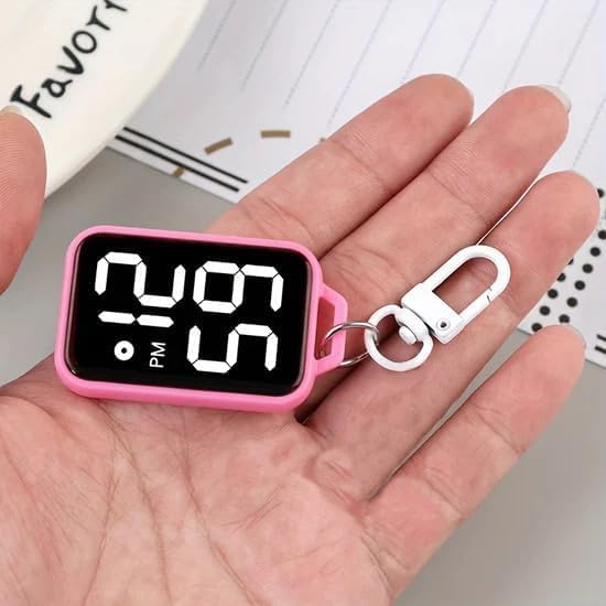 Krizkey LED Digital Display Keychain Watch, Plastic, Small, Unisex Sports Style, Square Electronic Clock with Keyring, Portable Digital Timepiece for Kids and Students Multicolor view 2