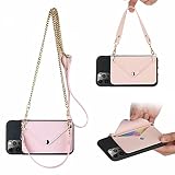 Ostop Kompatibel mit TCL T-Mobile Revvl 4 Brieftaschen PU-Leder Hülle mit Kartenhalter und Verstellbarer Crossbody/Halsketten für Frauen,Ultradünne Geldbörse Silikon Weich Rückseite,Rosa