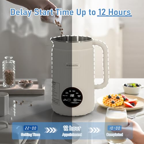 Image of Nut Milk Maker,40oz Large Capacity Stainless Steel Automatic Soy Milk Machine for Homemade,Oat,Plant-Based Milk and Non-Dairy Beverages Almond Cow Milk Machine with Delay Start,Self Cleaning (White)