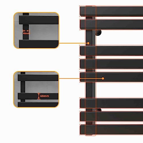 Toallero eléctrico aluminio negro calefacción constante temporizador pared 7
