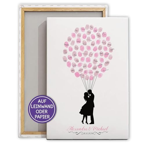 Personalisierte Fingerabdruck Leinwand Für Hochzeiten - Alternative Zum Gästebuch Mit Namen & Datum