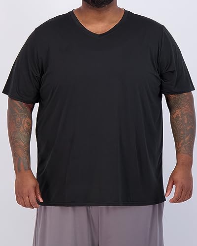 Real Essentials 3 Pack: Men's Big & Tall Short Sleeve V-Neck Athletic T-Shirt Dry-Fit Workout Shirts Moisture Wicking (3X-5X)2