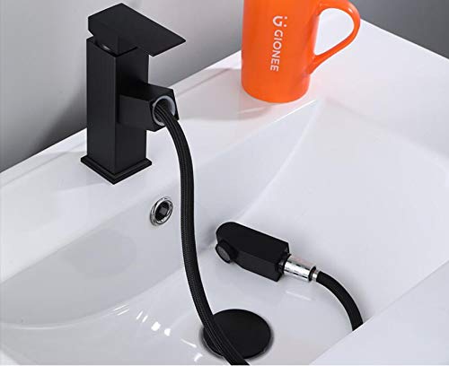 Robinet d'évier de salle de bain extractible et mitigeur noir relevable - 6
