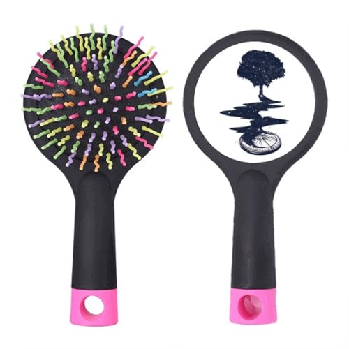 Brosse à cheveux démêlante anti-casse Compass Stream, brosse pneumatique motif arbre pour cheveux fins