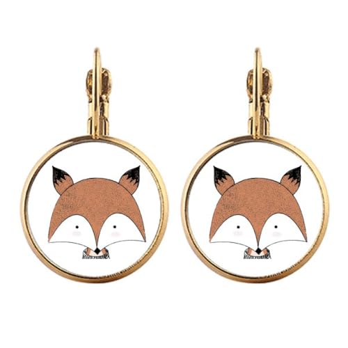 Boucles d'oreilles pendantes renard doré à clipser pour oreilles non percées