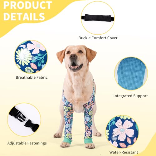 Image of LovinPet Dog Elbow Protector Anti-Licking Elbow Sleeve, Adjustable, Comfortable & Durable Front Leg Guard for Medium to Large Dogs, Prevents Licking and Chewing,Dog Sleeve,Dog Leg Sleeve,Green