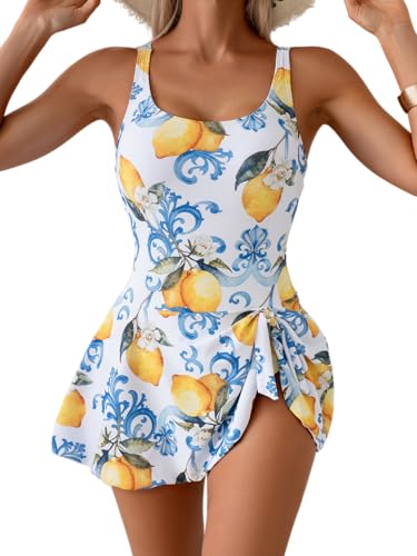 Image of Eomenie One Piece Swimdress Swimsuits for Women Tummy Control Swim Dresses Skirt Bathing Suit