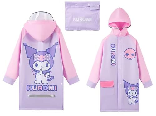 Kuromi & Skull Hooded Rain Coat Jacket Poncho Outwear for Girls Kids Children