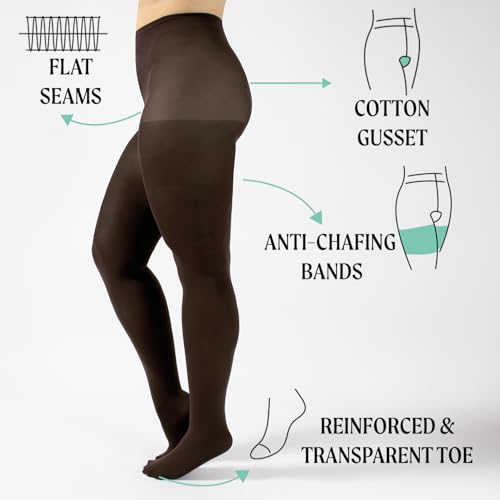 Image of CALZITALY Plus Sizes Anti-Chafing Opaque Tights | 60 DEN | L - 4XL | Black | Italian Hosiery