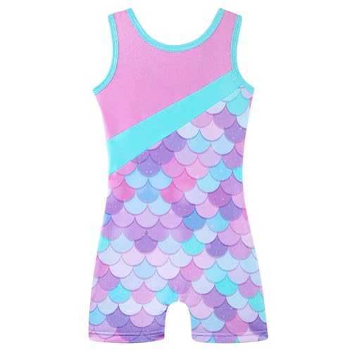 Image of HOZIY Leotards for Girls Gymnastics Kids Children Biketard Snowflake Ribbon Blue Purple Hot Pink Sparkle