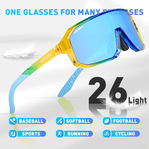 KAPVOE Polarisiert Kinder Sonnenbrille Jugend Fahrradbrille Softball Baseball Tennis TR90 Rahmen UV400 Schutz für Jungen Mädchen Sport Radfahren 11