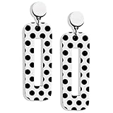 JIUIQL Unique Fashion Elegant 70s 80s Vintage Black White Stripe Long Geometric Drop Earrings Acrylic Resin Rectangle Dangle Earrings for Women Statement Jewelry Gifts (White 8)