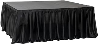 16’ x 28” MyStage Portable Stage Skirt - Black Satin Fabric Adhesive for Events, Performances, & Wedding Staging, High-Quality Wrinkle-Free Platform Skirting Cloth - (Black)