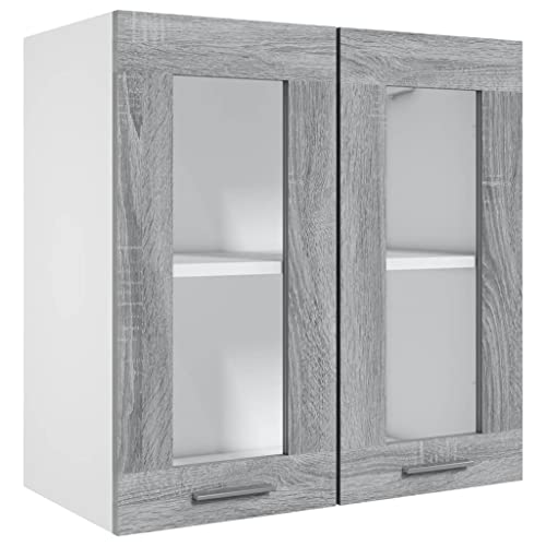 vidaXL Armoire Vitrée Suspendue Flottante Armoire de Cuisine Organisateur Meuble de Rangement Intérieur Sonoma Gris 80x31x60 cm Bois d'Ingénierie