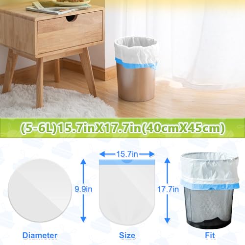 Small Bin Bags with Drawstring Tie Handle,5L-6Liter Bin Liners/Waste Paper Bin Liners for Bathroom Pedal,Office(72Bags,White)