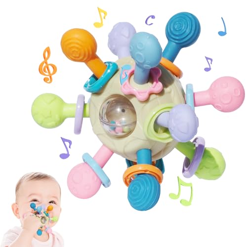 Image of scenbuty Montessori Sensory Toys for Babies 6+ Months, Food Grade Teething Toys. Tummy Time Toys Gifts for Baby Boys and Girls, Medium, colourful