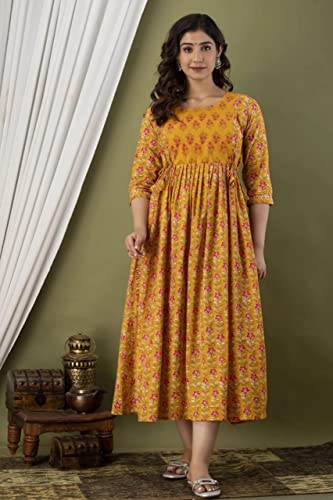 Image of Vinny's Creation Women's Cotton Maternity Kurti | Floral Printed Feeding Kurta with Hidden Zipper | Stylish Pregnancy Gown & Nursing Dress for Womens