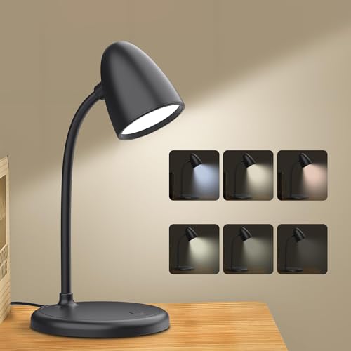 RORENSE LED Desk Lamp for Home Office,3 Light Colors,Table Lamp,Dimmable Reading Light for Bedside Small Desk Lamp for College Dorm Room,Bedroom Desk Light