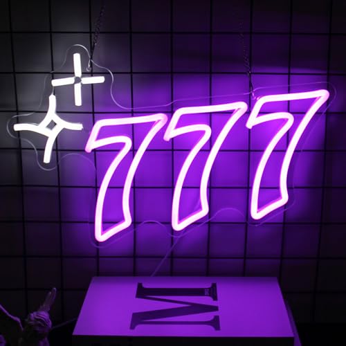 777 Neon Sign Purple Angel Number LED Neon Lights for Bedroom Bar Decor