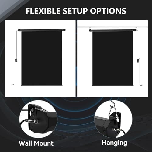 RAUBAY 59.8" x 86.7" Motorized Pull Down Black Screen, Wall Mount by RAUBAY - Used condition - Image 6