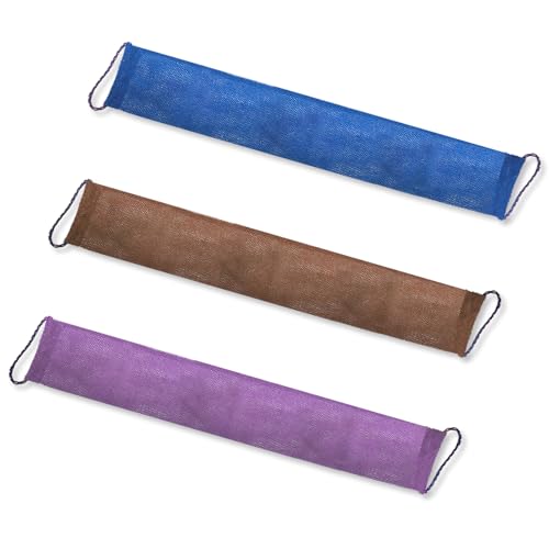 NILLOS African Bath Sponge, 3 PCS Nylon Exfoliating Long Net Bath Sponge for Men and Women Daily Shower, Bathing (3 Colors)