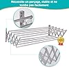 Sinbide Étendoir Linge Mural Rétractable Acier Inoxydable - Séchoir à Linge Extensible avec 9 Barres Pliable (80 cm)