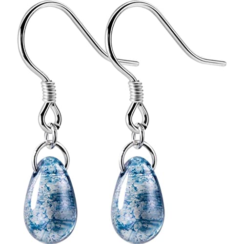 Boucles d'oreilles pendantes eau bleue en argent pour adolescentes