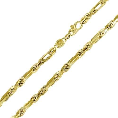 Gold Plated 925 Sterling Silver Figarope Milano Chain 6.2mm