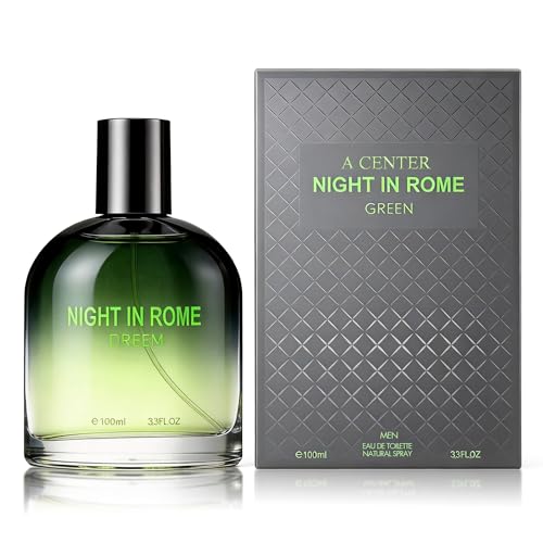 A CENTER Night In Rome Green Mens Eau de Toilette 3.3 Fl Oz 100ml - Oriental Fougere Fresh Citrus Fragrance - Coffee Bean Cedarwood Musk Cologne - Daily Use Perfume Spray Gift