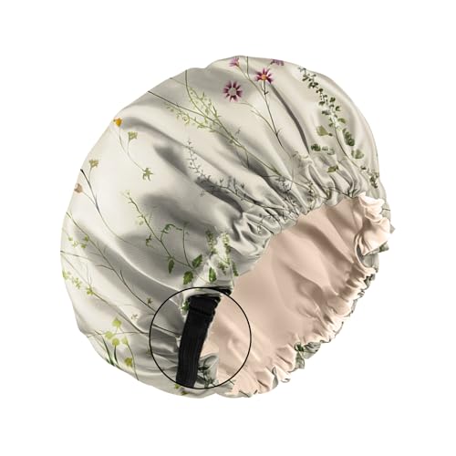 Zewurtuw Satin Bonnet Silk Bonnet for Sleeping Reusable Double Layer Elastic Adjustable Hair Caps Cute Aesthetic Women Girls-Flowers