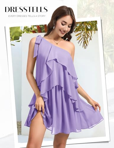 Image of DRESSTELLS Women's Cocktail Party Dress for Wedding Guest, Summer Beach Vacation Aline Tiered Short Dresses