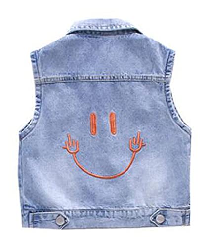 MYtodo Girls lapel vest children short section Sleeveless denim jacket4