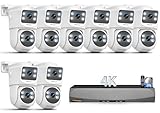 (2026 New) 4K PoE Security Camera System, 8CH NVR with 8 Dual Lens Cameras, Fixed + PTZ Auto Tracking, 130° Wide Angle, AI Human Detection, 2-Way Audio, No Monthly Fee