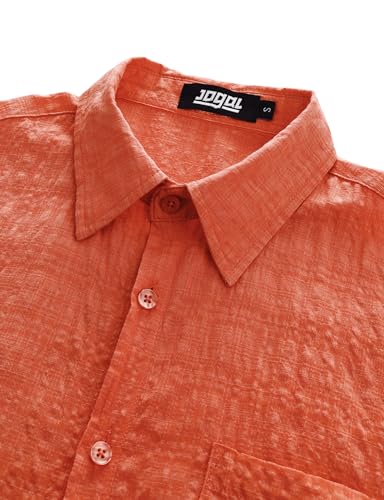 JOGAL Mens Button Down Shirt Short Sleeve Casual Plaid Button Up Shirt Summer Beach Vacation Hawaiian Shirts with Pocket4