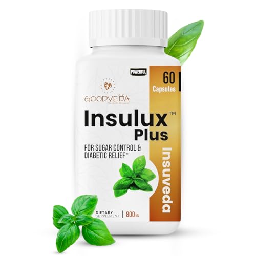 Image of Insulux Plus Blood Sugar Support Capsules | Helps Support Glucose Balance with Gymnema, Karela & Jamun | 100% Ayurvedic Herbal Supplement with 12 Plant Based Ingredients | Metabolism & Energy Support | 60 Capsules (Pack of 2)