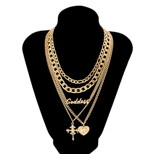 CSIYANJRY99 Layered Gold Necklaces for Women Chunky Gold Necklace Stack Layered Cuban Paperclip Snake Chain Necklace Retro Coin Dainty Pendant Toggle Clasp Necklace4