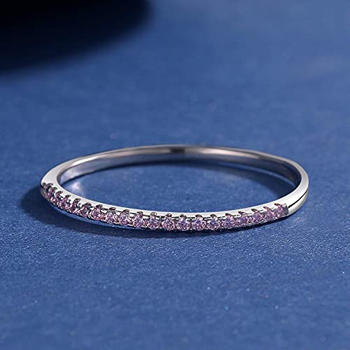 Luolife 1Mm Stacking Infinity Wedding Band 925 Sterling Silver Engagement Rings Pink Stone Finger Ring For Women Or Girls Size 6.5 Chirstmas Thanksgiving Valentine's Day Gifts #TOP3