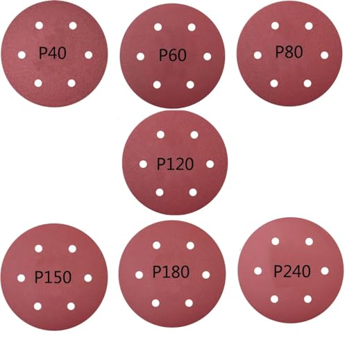 NEFLUM 35 Pcs 9 Inch 6 Hole Drywall Sanding Discs Set 40-240 Grits Hook&Loop Aluminum Oxide Abrasive Sander Paper