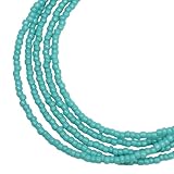 Kathy Bankston Handmade Turquoise Color Seed Bead Necklace, Thin 1.5mm Single Strand
