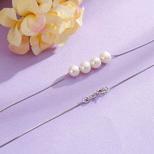 ALoveSoul 40th Birthday Gifts for Women - 4 Pearls 925 Sterling Silver Necklace for Her 4 Decade Jewelry 40 Years Old Birthday Gifts Ideas4