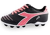 Diadora Kids' Cattura MD Jr Soccer Shoe, Black/Pink, 8.5 M US Little Kid