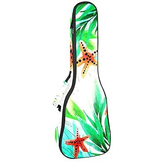 Housse pour ukulélé – Feuille tropicale verte – 10 mm d’épaisseur – Rembourrage en éponge de 53,3 cm – Avec sangles… - Les Beatles, Paul McCartney, John Lennon, RIngo Starr, George Harrison