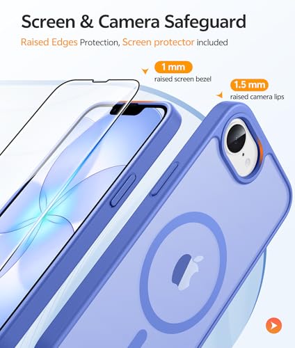 Image of FNTCASE for iPhone 17e Case: iPhone 16e Phone Case [Compatible with Magsafe] Translucent Matte Cases with [Screen Protector] Military Grade Shockproof Protective Phone Cover - Ultramarine